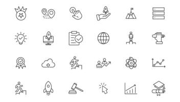 Development and Start up thin line icons set. Development editable stroke icon. Start up symbols collection. vector