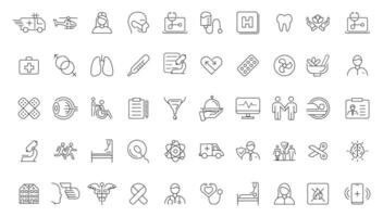 Medicine and Health symbols - minimal thin line web icon set. Outline icons collection. vector