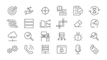 Outline web icons set - Search Engine Optimization. Thin line web icon collection. vector