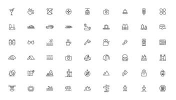 Camping Line Iocns. Travel Icon set vector