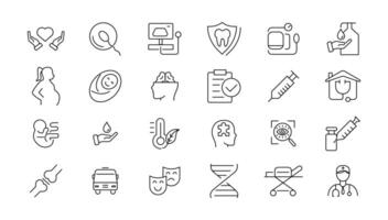 Medicine and Health symbols - minimal thin line web icon set. Outline icons collection. vector
