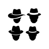 detective logo, silhouette of man wear hat vector