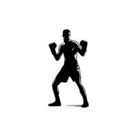 Silhouette of male boxing player in isolate on a white background. vector