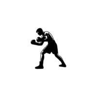 Silhouette of male boxing player in isolate on a white background. vector