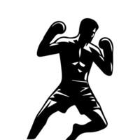 Silhouette of male boxing player in isolate on a white background. vector