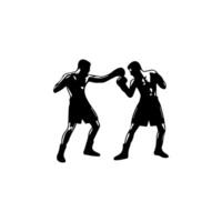 Silhouette of male boxing player in isolate on a white background. vector