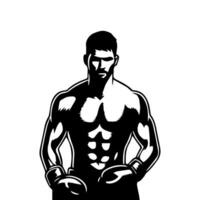 Silhouette of male boxing player in isolate on a white background. vector