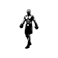 Silhouette of male boxing player in isolate on a white background. vector