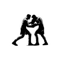Silhouette of male boxing player in isolate on a white background. vector
