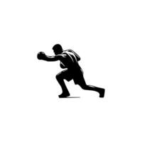 Silhouette of male boxing player in isolate on a white background. vector