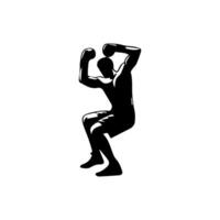 Silhouette of male boxing player in isolate on a white background. vector