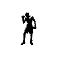 Silhouette of male boxing player in isolate on a white background. vector