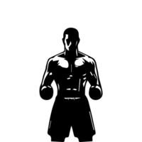 Silhouette of male boxing player in isolate on a white background. vector