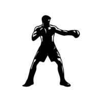 Silhouette of male boxing player in isolate on a white background. vector