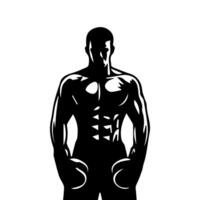 Silhouette of male boxing player in isolate on a white background. vector