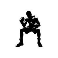 Silhouette of male boxing player in isolate on a white background. vector