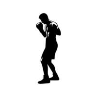 Silhouette of male boxing player in isolate on a white background. vector