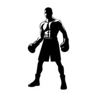 Silhouette of male boxing player in isolate on a white background. vector