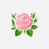 blooming flowers and leaves, Spring botanical flat illustration on white background vector