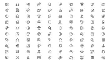 Customer Service and Support - Outline Icon Collection. Thin Line Set contains such Icons as Online Help, Helpdesk, Quick Response, Feedback and more. Simple web icons set vector