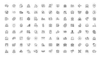 Industrial and transport linear icons collection.Set of thin line web icon set, simple outline icons collection, Pixel Perfect icons, vector