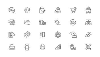 Industrial and transport linear icons collection.Set of thin line web icon set, simple outline icons collection, Pixel Perfect icons, vector