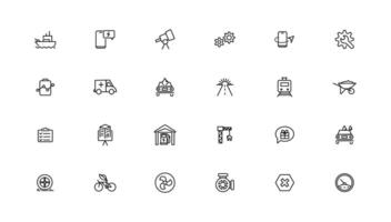 Industrial and transport linear icons collection.Set of thin line web icon set, simple outline icons collection, Pixel Perfect icons, vector