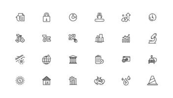 Industrial and transport linear icons collection.Set of thin line web icon set, simple outline icons collection, Pixel Perfect icons, vector