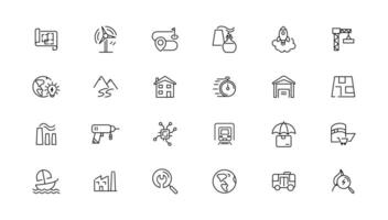 Industrial and transport linear icons collection.Set of thin line web icon set, simple outline icons collection, Pixel Perfect icons, vector