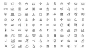 Set of fintech modern icons. Simple line art style icons pack. fintech simple concept icons set. Contains such icons as finance, technology, blockchain, innovation and more, can be used for web vector
