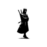 ninja silueta en un blanco antecedentes vector