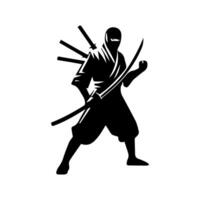 silhouette of ninja on a white background vector
