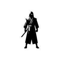 silhouette of ninja on a white background vector