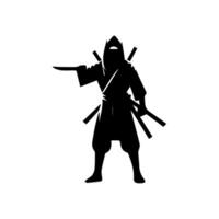 silhouette of ninja on a white background vector