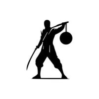silhouette of ninja on a white background vector
