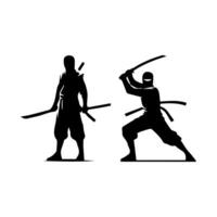 silhouette of ninja on a white background vector