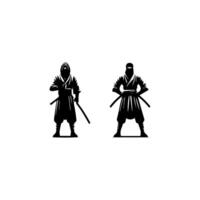silhouette of ninja on a white background vector