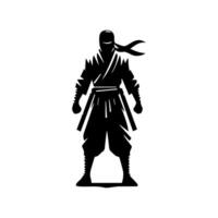 silueta de ninja en un blanco antecedentes vector