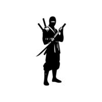 silueta de ninja en un blanco antecedentes vector