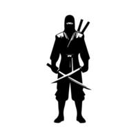 silueta de ninja en un blanco antecedentes vector