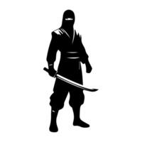 silhouette of ninja on a white background vector