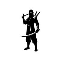 silueta de ninja en un blanco antecedentes vector