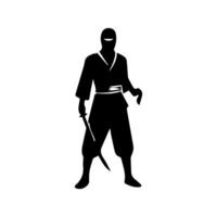 silhouette of ninja on a white background vector