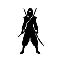 silhouette of ninja on a white background vector