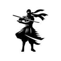 silhouette of ninja on a white background vector