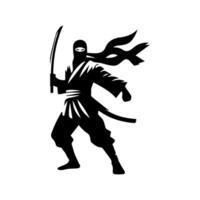 silhouette of ninja on a white background vector