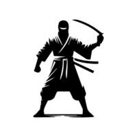 silhouette of ninja on a white background vector