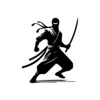 silhouette of ninja on a white background vector