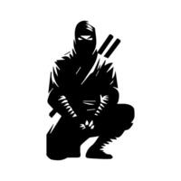 silhouette of ninja on a white background vector