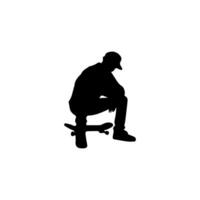 Skateboard action player silhouette illustration vector